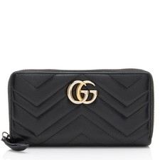 Gucci Matelasse Leather GG Marmont Zip Wallet