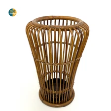 Vintage Modernism Design Bamboo Bamboo Umbrella Holder Wicker