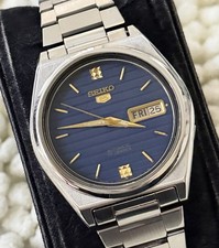 Vintage Seiko 5 Automatic 17 Jewels Men’s Watch Blue Dial Japan Made 7009