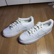 Nike Air Force 1 White Leather Sneaker Unisex Kids US 7Y