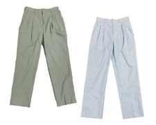 Land's End Men's Pants Pleated Blended Poplin Cotton Casual Bottoms 85023