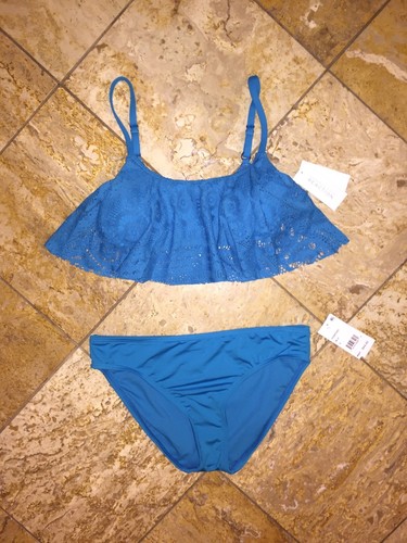 Kenneth Cole Reaction Häkel Blau Bikini Badeanzug 2-teiliges Set Damen S Neu mit Etikett - Bild 1 von 8