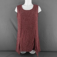 Simply Noelle Women Sweater Dress Small Burgundy Lagenlook Boho Artsy Hem