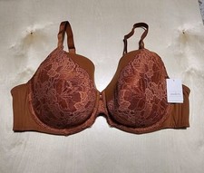 Auden 46DD Women's Lightly Lined Balconette Underwire Bra Lace in Brown Floral