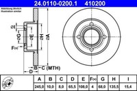 2X ATE 24.0110-0200.1 Bremsscheibe FüR Audi