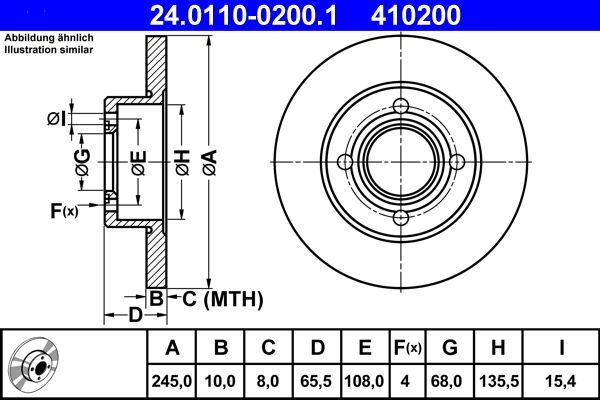2X ATE 24.0110-0200.1 Bremsscheibe FüR Audi-image