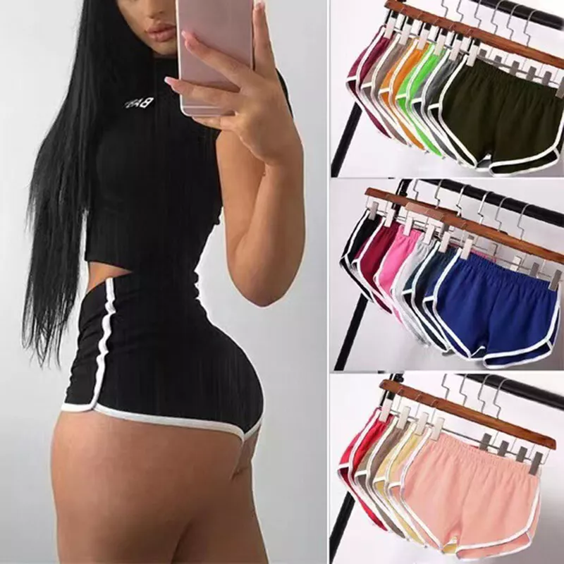 Women Sport Pants Shorts Hot Pants Yoga Shorts Homewear Elastic Waist High  Waist