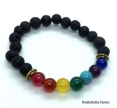 Lavastein Diffusor 7 Chakra Heilung Perlen Armband Natur Buddha Yoga Schmuck