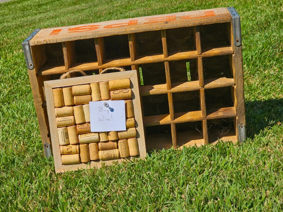 Framed Wine Cork Trivet Board Pinboard - Pushpin Wine Corkboard - Basket Weave - Image 2 of 4