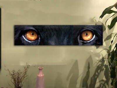 Wall Decor Stunning Black Panther Eyes canvas  art  10x46 EBAY EXCLUSIVE