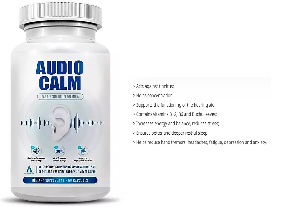 Audio Calm anti-tinnitus Relief Supplement ,Ear noise, 30 caps
