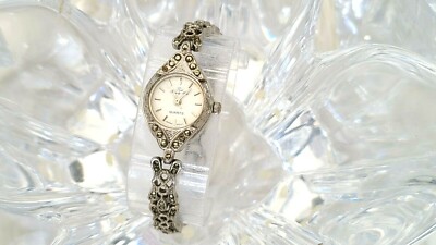 Vtg Tali-Beverly Hills Quartz Silver-Tone Black-Crystal  display picture 1