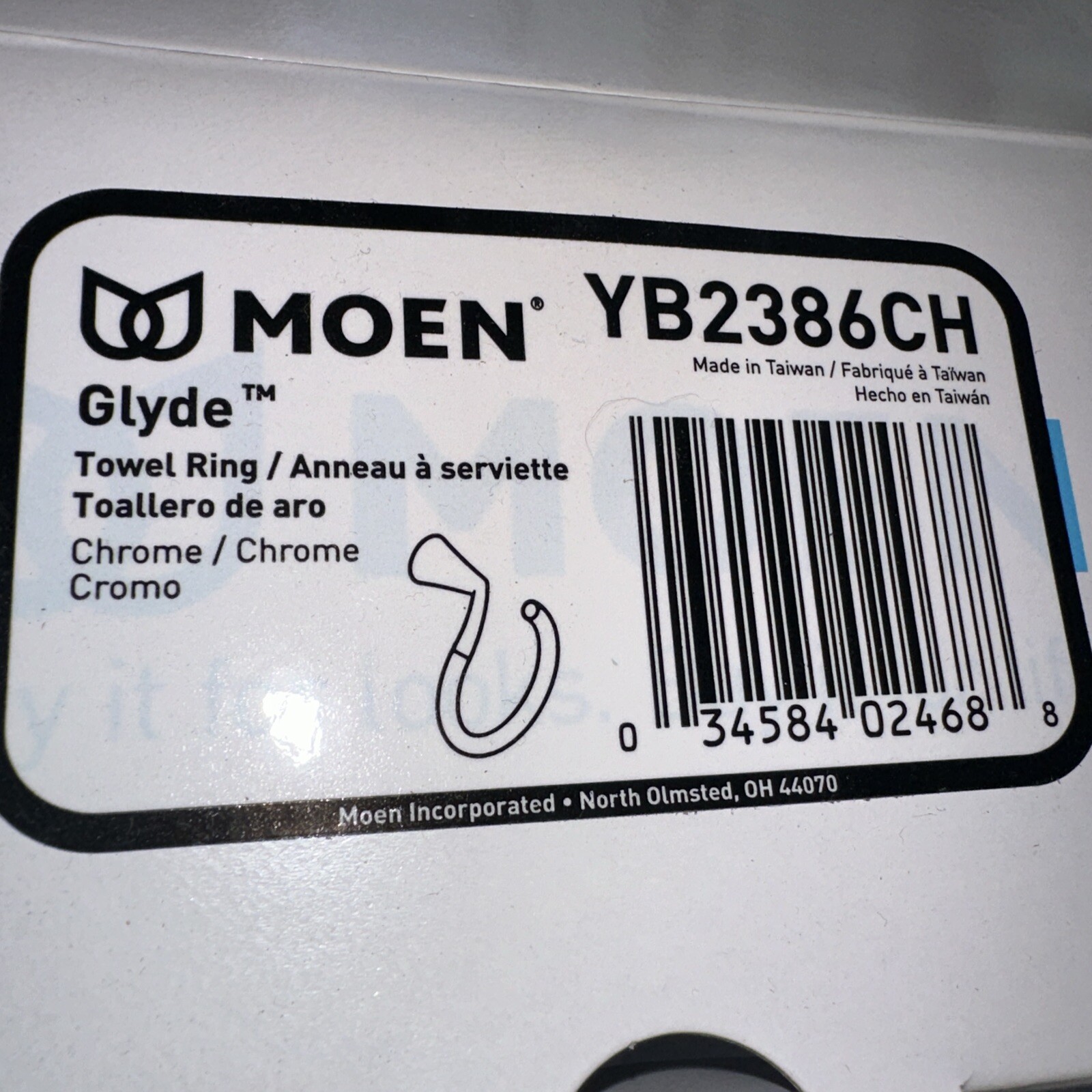 Moen Yb2386ch Glyde Hand -towel Ring Chrome Shower Head Moen