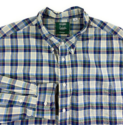 Gitman Brothers X Graduate Hotels Vintage Men's USA Blue Plaid Staff Shirt 3X