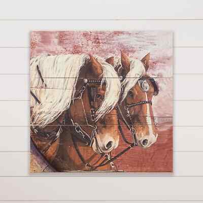 New Primitive Farmhouse Rustic BROWN WORK HORSE Picture Hanging 20''