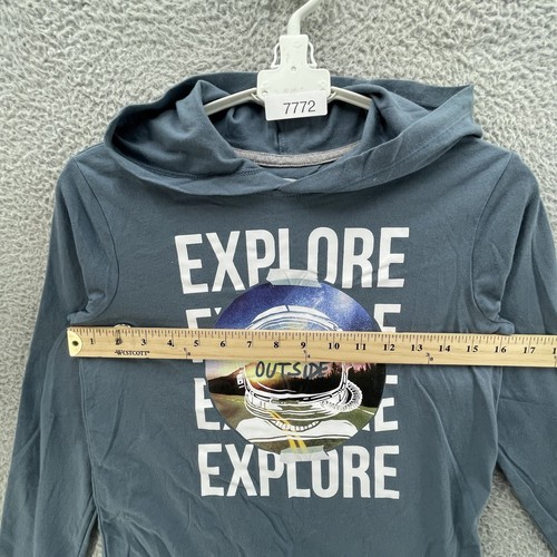 Old Navy Explore Hoodie Boy Medium Blue Wintry Waters Lightweight Pullover Comfy - Picture 7 of 9