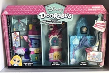 Disney Doorables MEGA STACK PLAYSET Belle Book Shop Mad Hatter Tea Elsa Ice Rink