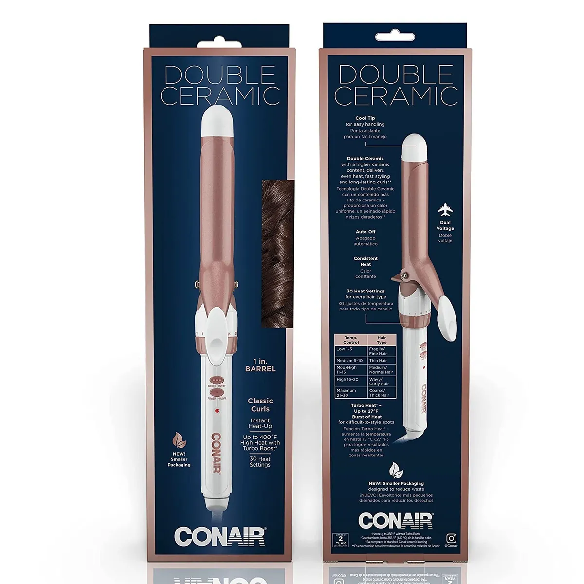 Amazon.com: Conair Double Ceramic 1 1/2-Inch Curling Iron, 1 ½ inch barrel  produces soft waves – for use on medium and long hair : Beauty & Personal  Care