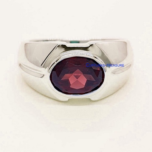 Bague Homme En Argent 925 Avec Grenat Naturel – Pierre Princesse 8x4.5 Mm – Taille Personnalisable 4 à 15