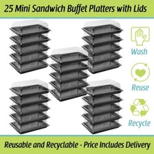Mini Sandwich Platters Catering Cake Buffet Party Platter 25 x Trays with Lids