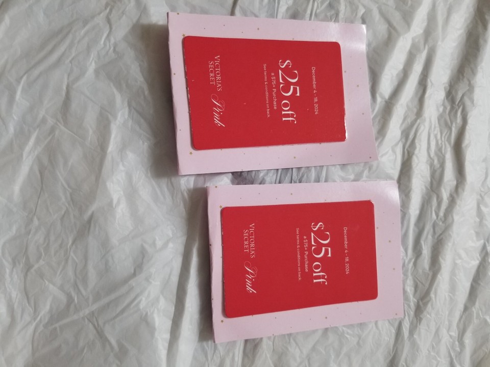 TWO VICTORIA'S SECRET COUPON 25.00 OFF A 75 + PURCHASE eBay