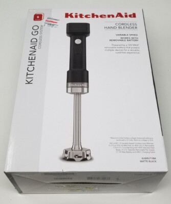 New KitchenAid Go Cordless Hand Blender Matte Black KHBRV71BM Variable Speed 
