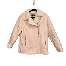 Pretty Little Thing Aviator Womens 4 Winter Faux Leather Fur Lined Jacket NWT