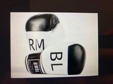 Rumble RMBL Premium Leather Combat Heavy Bag Black White Boxing Gloves