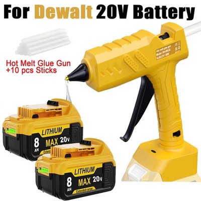 1X Cordless Hot Melt Glue Gun+1~2X 8.0AH Li-ion For Dewalt 20V Battery DCB204 .
