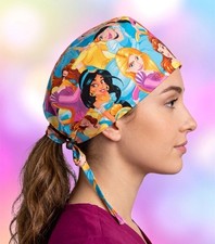 Disney Princess Scrub Cap, Princess Tie Back Scrub Cap, Unisex Scrub Cap