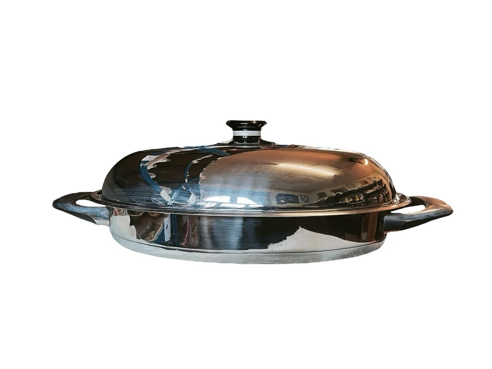 AMC Bräter Schmortopf oval mit hohem Deckel 3,5 l LxB 38 x 24 cm Kochtopf 56656