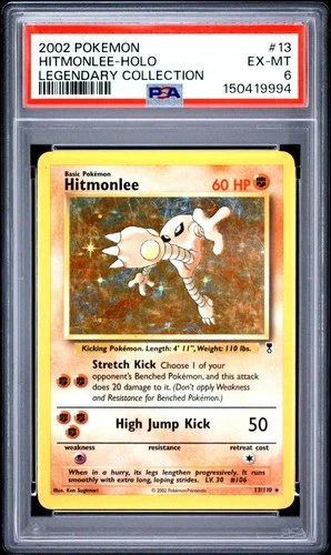 2002 POKEMON LEGENDARY COLLECTION #13 HITMONLEE-HOLO PSA 6
