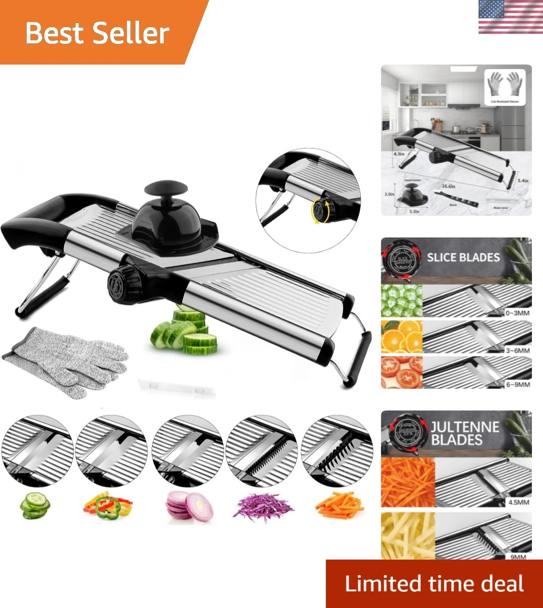 Adjustable Mandoline Slicer for Kitchen, Stainless Steel Vegetable Slicer wit...
Opens in a new wind