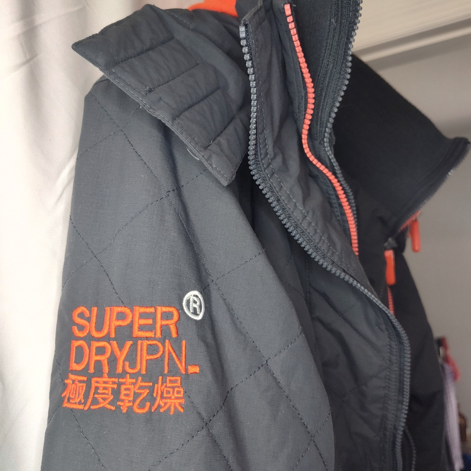 SUPERDRY Original Windcheater Japan Coat Jacket XLarge Orange Dark Gray Quilted
