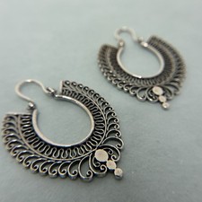 NEW Sundance Catalog Sterling Silver Filigree Hoop Drop Earrings