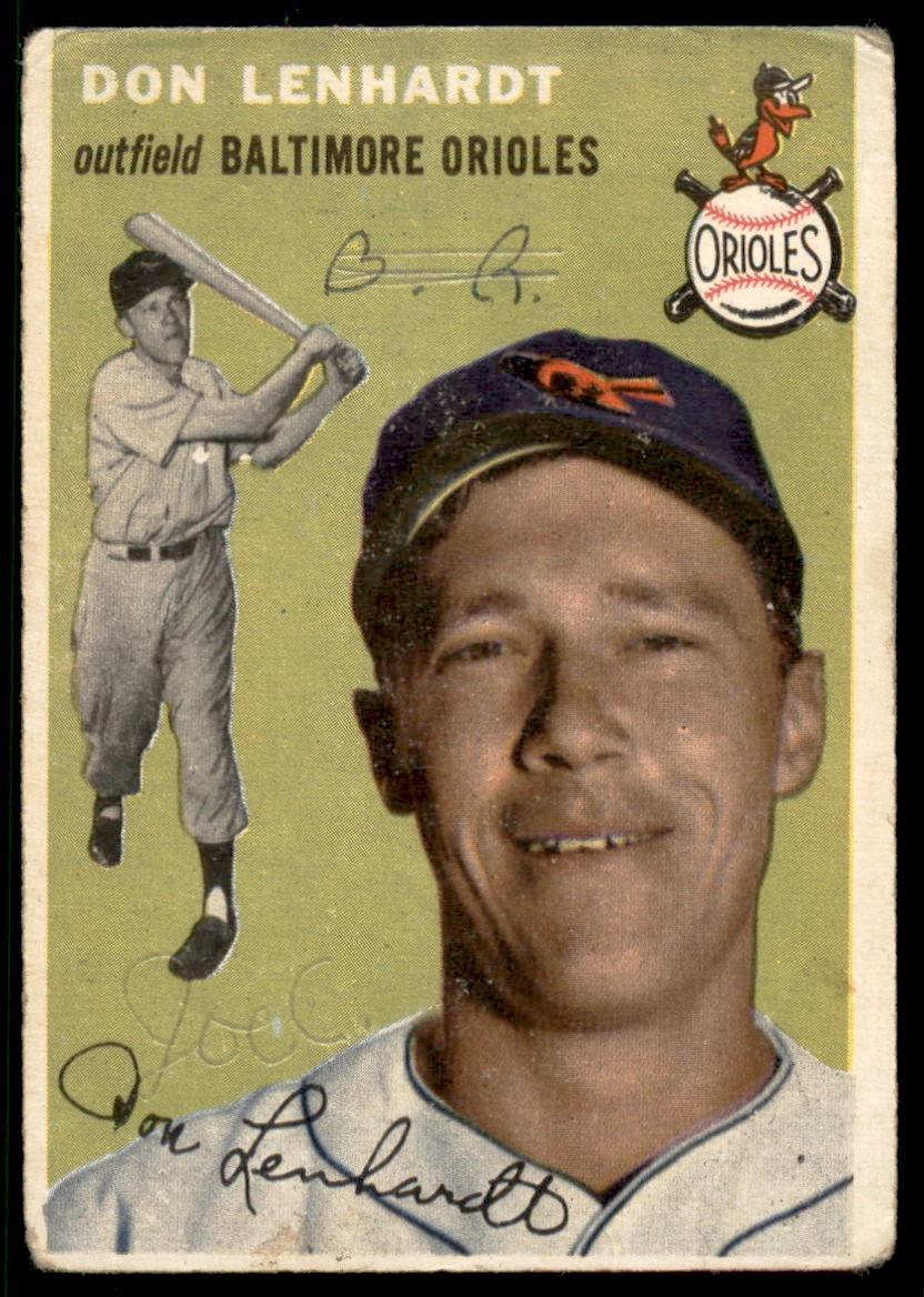 1954 Topps #157 DON LENHARDT  Baltimore Orioles  VG (Writing/Old Album marks)