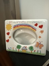 Vintage I Love My Grandma and Grandpa Ceramic Picture Frame Russ 6" W x 5" H