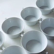 Fürstenberg White Porcelain Double-Handled Bouillon Cups/Soup Bowls – Set of 8