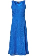 Antthony Women's Lace Sleeveless V-Neck Midi Dress Vibrant Azure