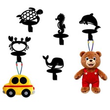 Turtle, Crab, Whale, Dolphin  Seahorse Decorative Wall Hooks- Set of 5 Black...
