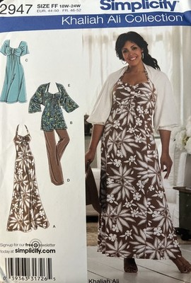 UC Simplicity 2947 Sew Pattern Halter Tunic Top Sun Dress Pants Shrug Plus Size