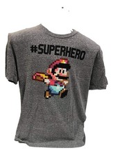 Super Mario Brothers Superhero T-Shit Grey X-Large