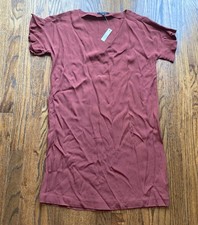 NWT Madewell Dress Womens XS Ruffle Sleeve Easy Red AL276 Viscose Lightweight