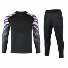 Set Long Sleeve Soccer Goalie Uniform with Padded Shirt Pants for