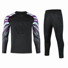 Set Long Sleeve Soccer Goalie Uniform with Padded Shirt & Pants for 