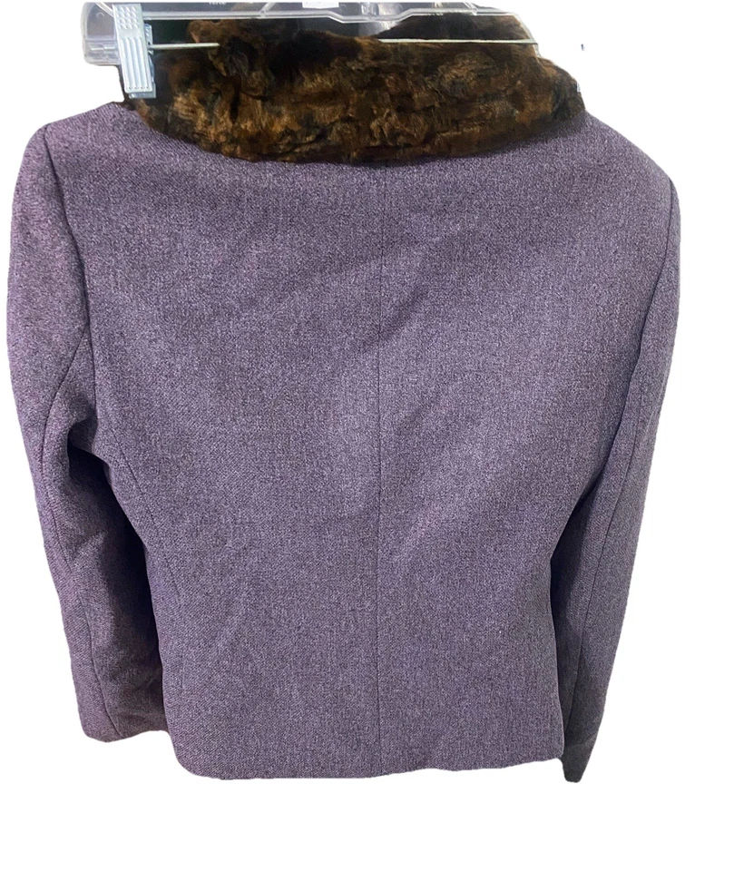 Chaqueta Blazer Adolfo Studio Púrpura Cuello Piel Para Mujer Talla 14 Manga Larga Foto 3 de 4