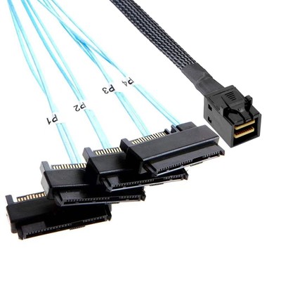 Mini SAS to SAS Cable: 1M SFF-8643 to SAS SFF-8643 to SFF-8482 Connector 4X S...