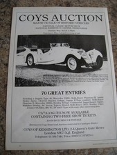 COYS AUCTION SALE OF HISTORIC VEHICLES NEC BIRMINGHAM 3/5/1987 ADVERT A4 FILE 49