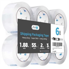 6 Rolls Clear Heavy Duty Sealing Tape for Packaging 1.88" X 55 Yds, 2 Mil Thick