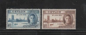 CEYLON #293-294 1946 PEACE ISSUE MINT VF LH O.G b
